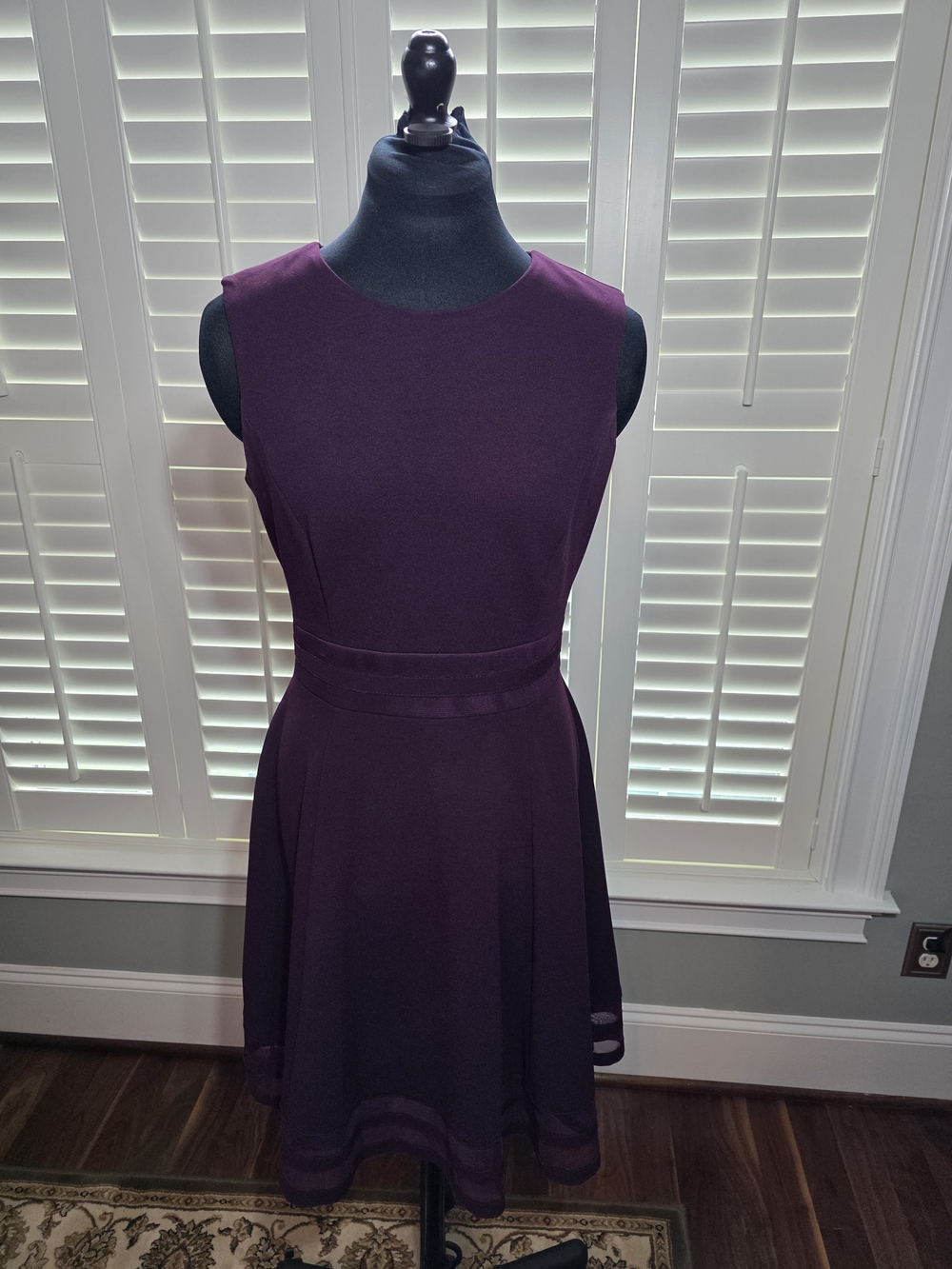 Calvin Klein Sleeveless Deep Plum Fit-and-Flare Dress